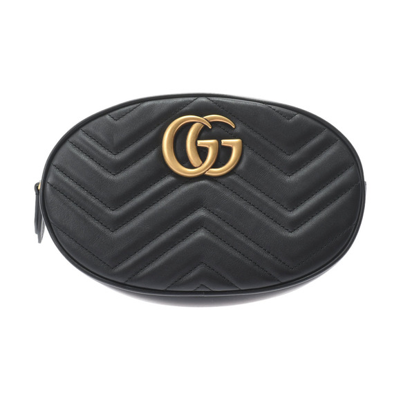 Gucci GG Marmont Belt Black Gold Hardware Leather Waist Bag - Picture 1 of 14